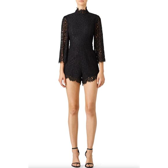 FAME & PARTNERS The Tawney Romper Black Lace Open Back {W46}